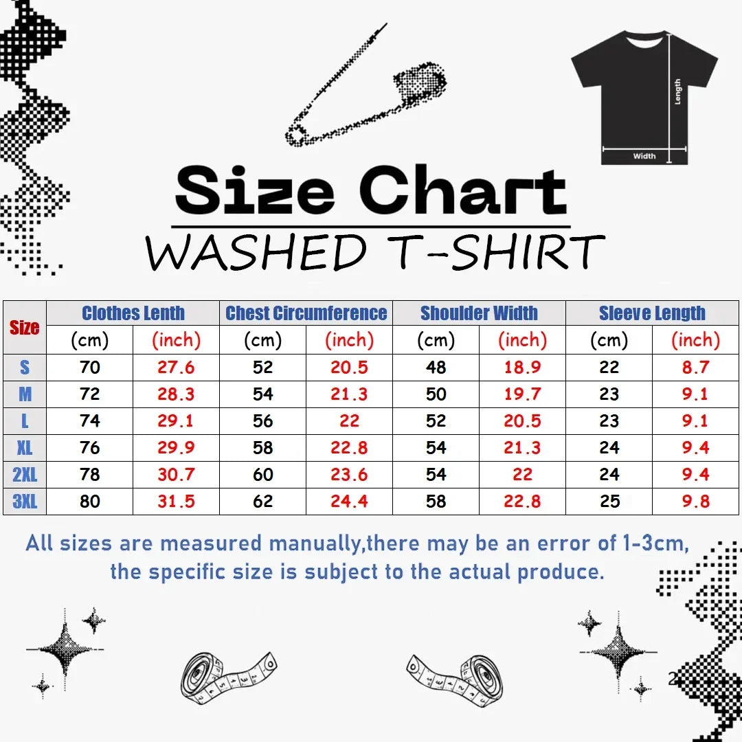 Mens Clothes Tee Shirt Homme T-Shirts Tshirt for Women Good Sex No Stress One Boo No Ex Small Circle Big Checks Vintag Washed