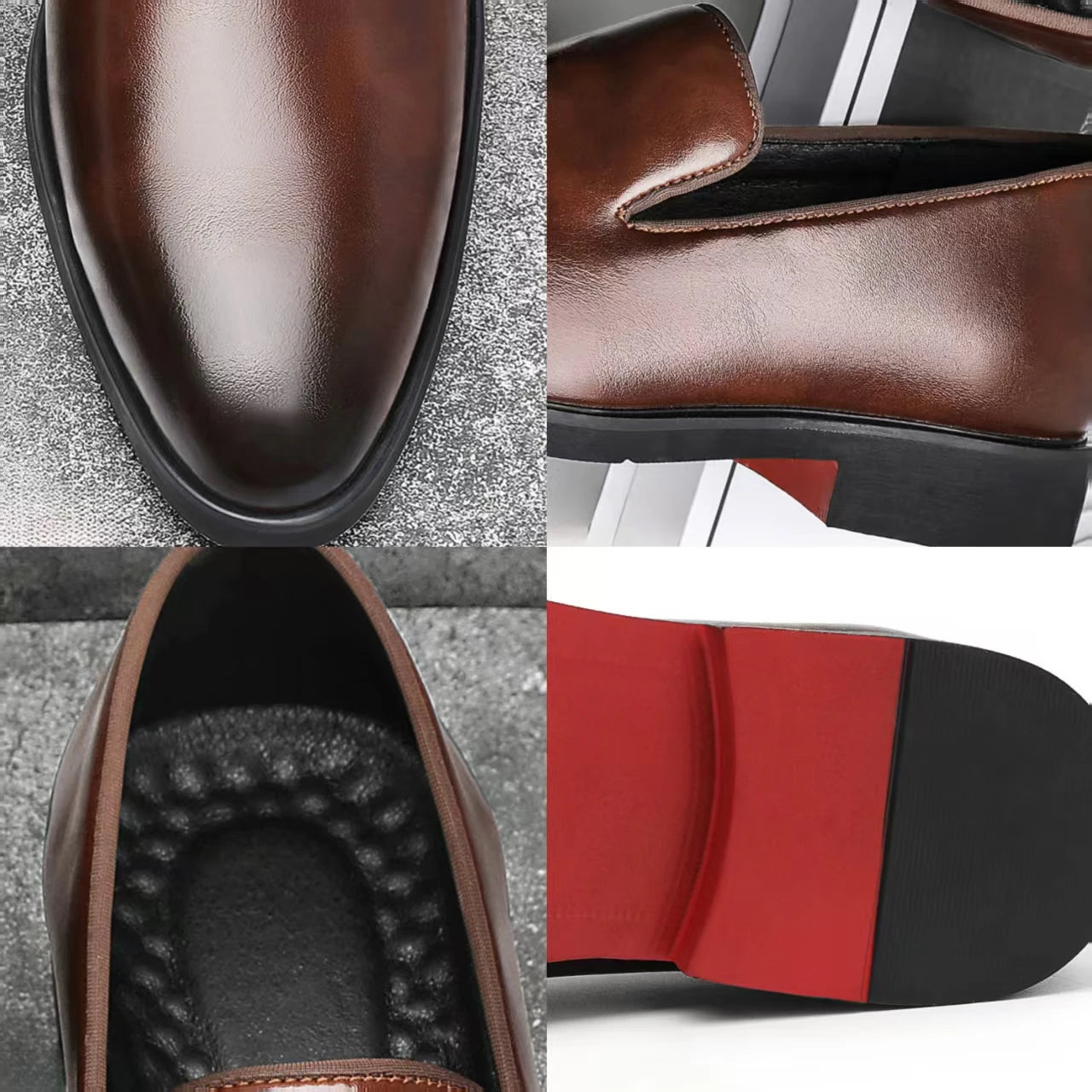 Red Sole Dress Shoes for Men Business Office Men Loafers Male Flats Driving Shoes Casual Moccasin Slip-On Wedding Leather Shoes