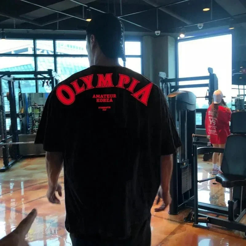 Men Fitness T-shirt Summer New Gym Sports Cotton T Shirt Round Neck Men's T-Shirt Fashion Running Training Tees