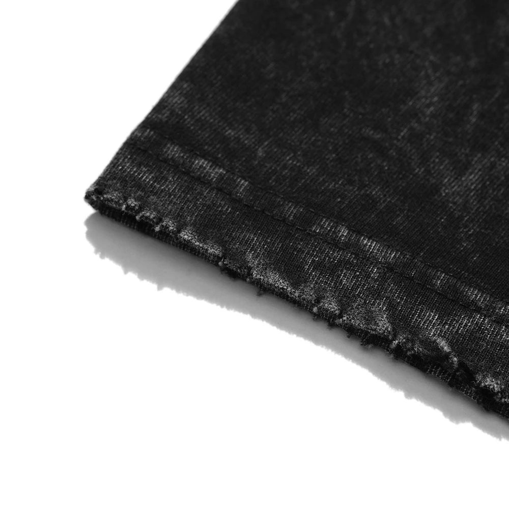 Men Washed T Shirt Fashion Hip Hop Streetwear Anime Print T-Shirt Vintage Tops Cotton 2024 Summer Short Sleeve Loose Tshirt