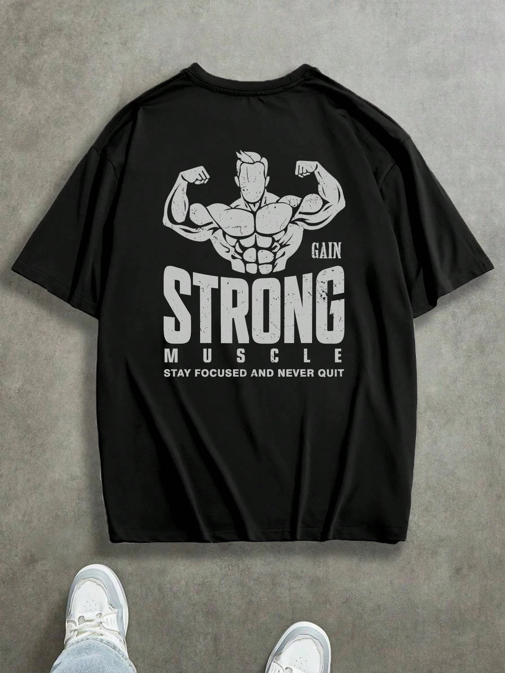 Men's sports and fitness T-shirt,stylish and versatile suitable for gym wear and everyday wear muscle print. Quick-drying top