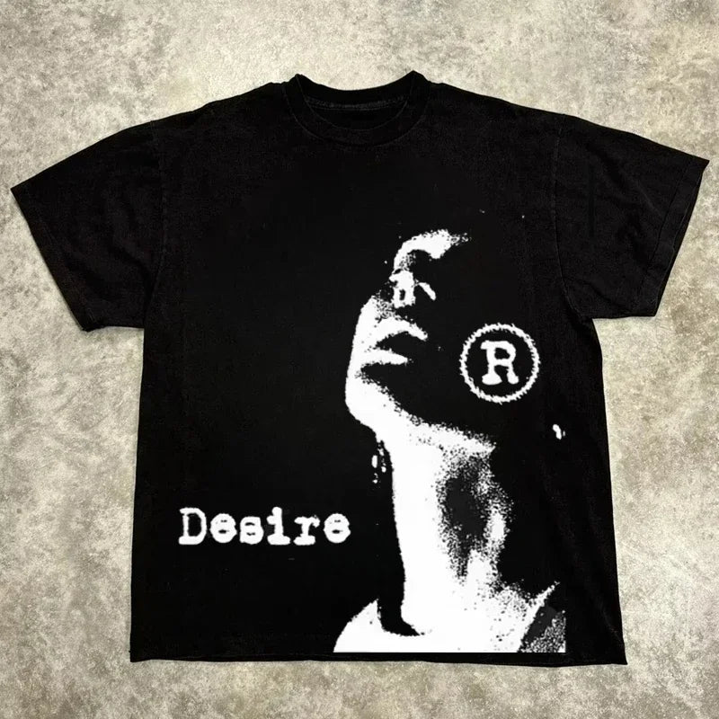 Graphic T-shirt Men Women Vintage Top Hip Hop Streetwear Oversized Tshirt Short Sleeve Casual Clothing Summer Fashion Trendy Tee