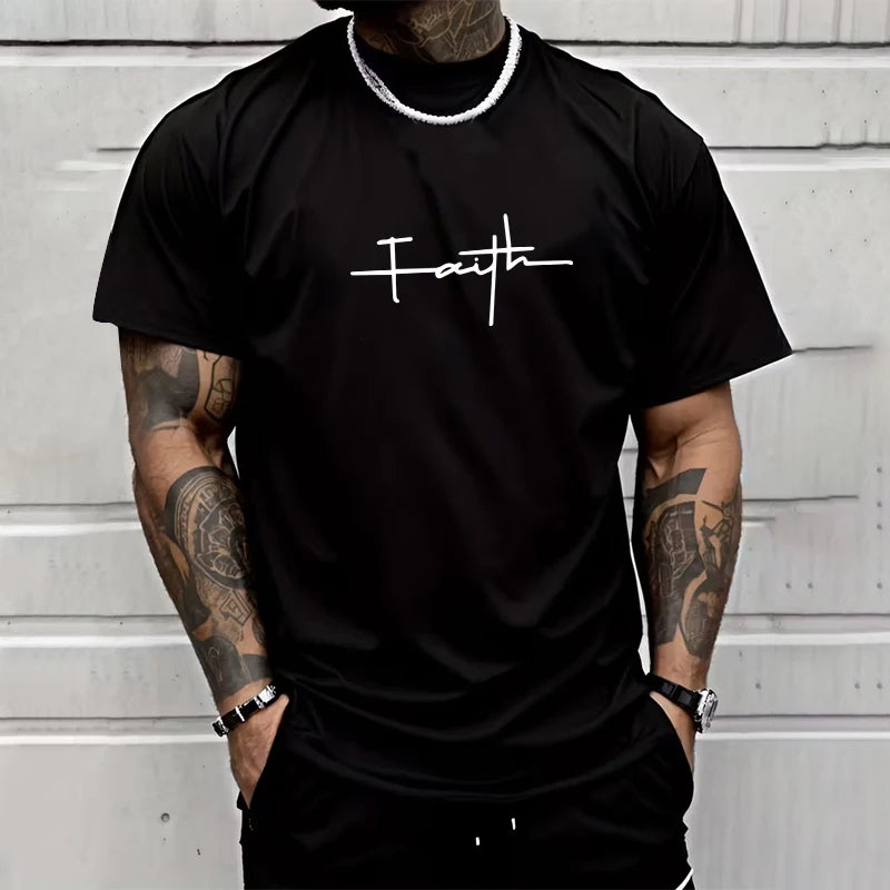 Mens T-shirt Print Casual Short Sleeve Outdoors SportsJogging Loose Tees Daily Lightweight Thin Cotton T-shirt Summer Streetwear