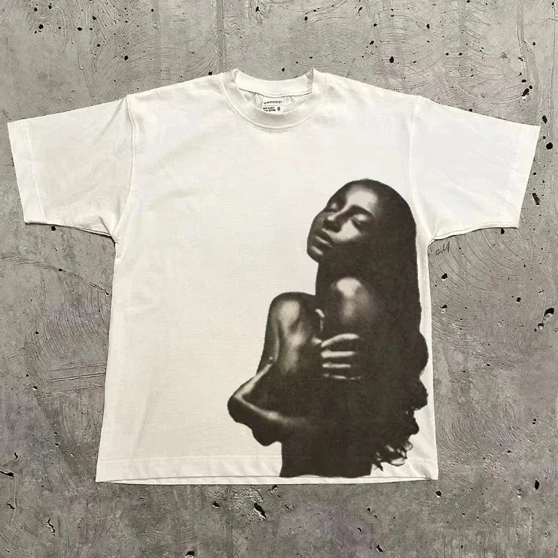 Graphic T-shirt Men Women Vintage Top Hip Hop Streetwear Oversized Tshirt Short Sleeve Casual Clothing Summer Fashion Trendy Tee