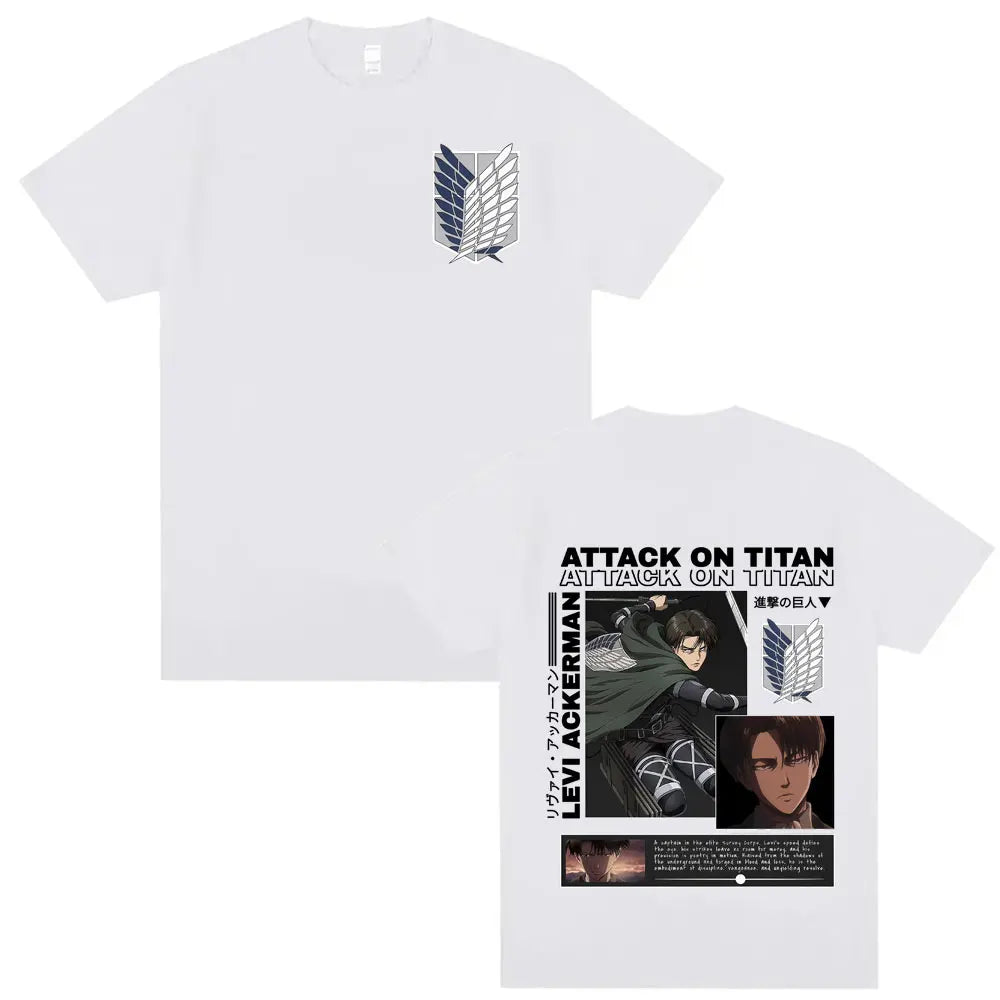 Tee Shirt Homme Graphic T-Shirts Men Tshirt for Men Ropa Hombre Vintage Washed Attack on Titan Levi Ackerman Japanese Anime