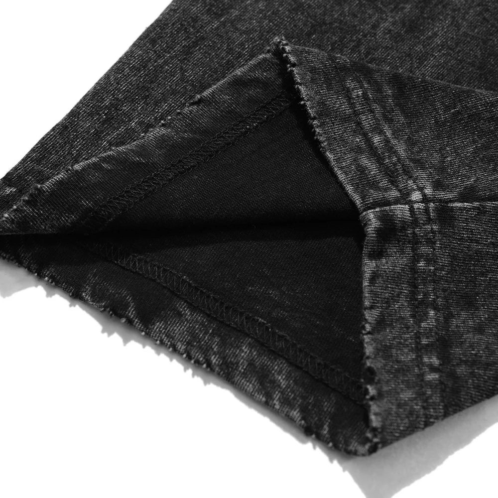 Men Washed T Shirt Fashion Hip Hop Streetwear Anime Print T-Shirt Vintage Tops Cotton 2024 Summer Short Sleeve Loose Tshirt