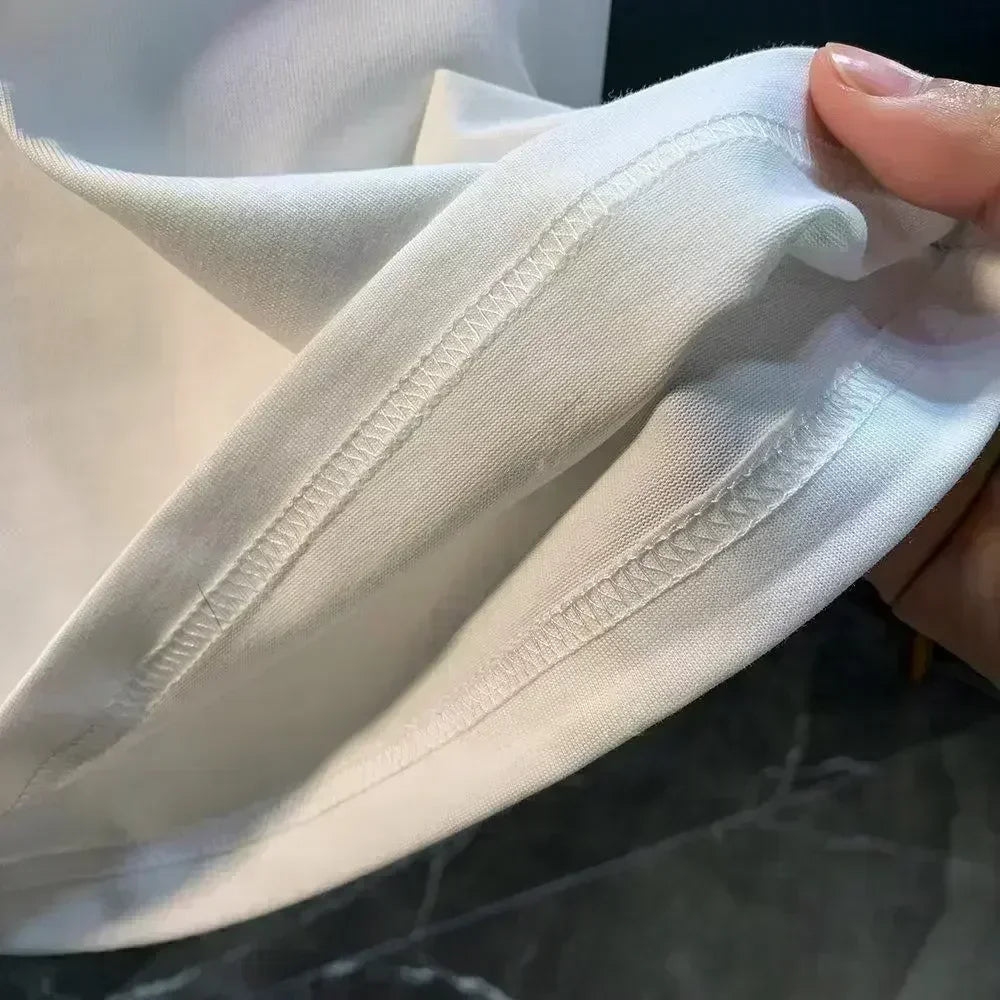 Men's Round Neck Short Sleeved Casual Pure Cotton Print Y2K Style Hand Drawn Unisex Cotton Graphic T Shirts