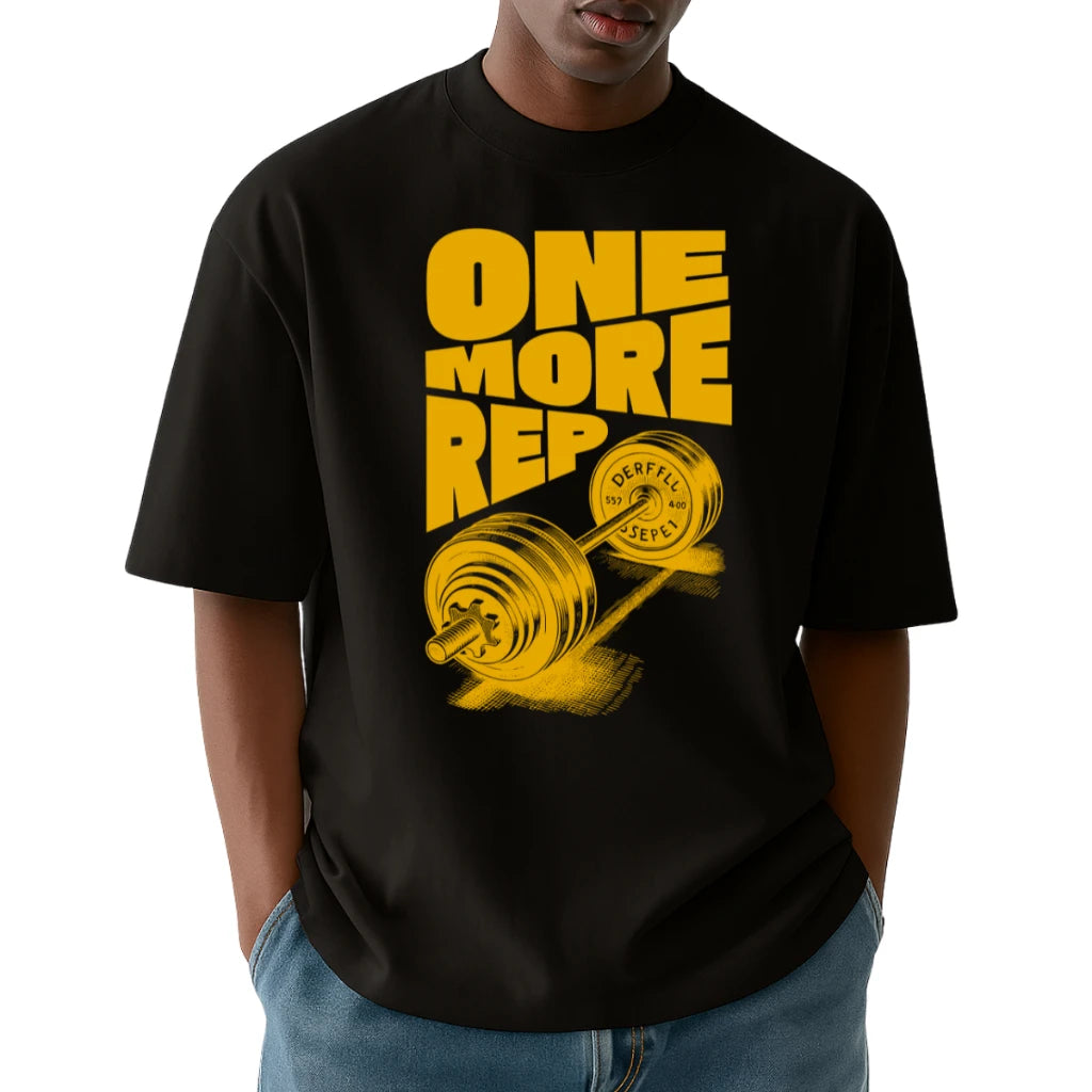 Men's T-Shirt Vintage Funny Gym Workout ONE MORE REP Weightlifting Women Streetwear Cotton Oversized Tees Short Sleeve Loose Top