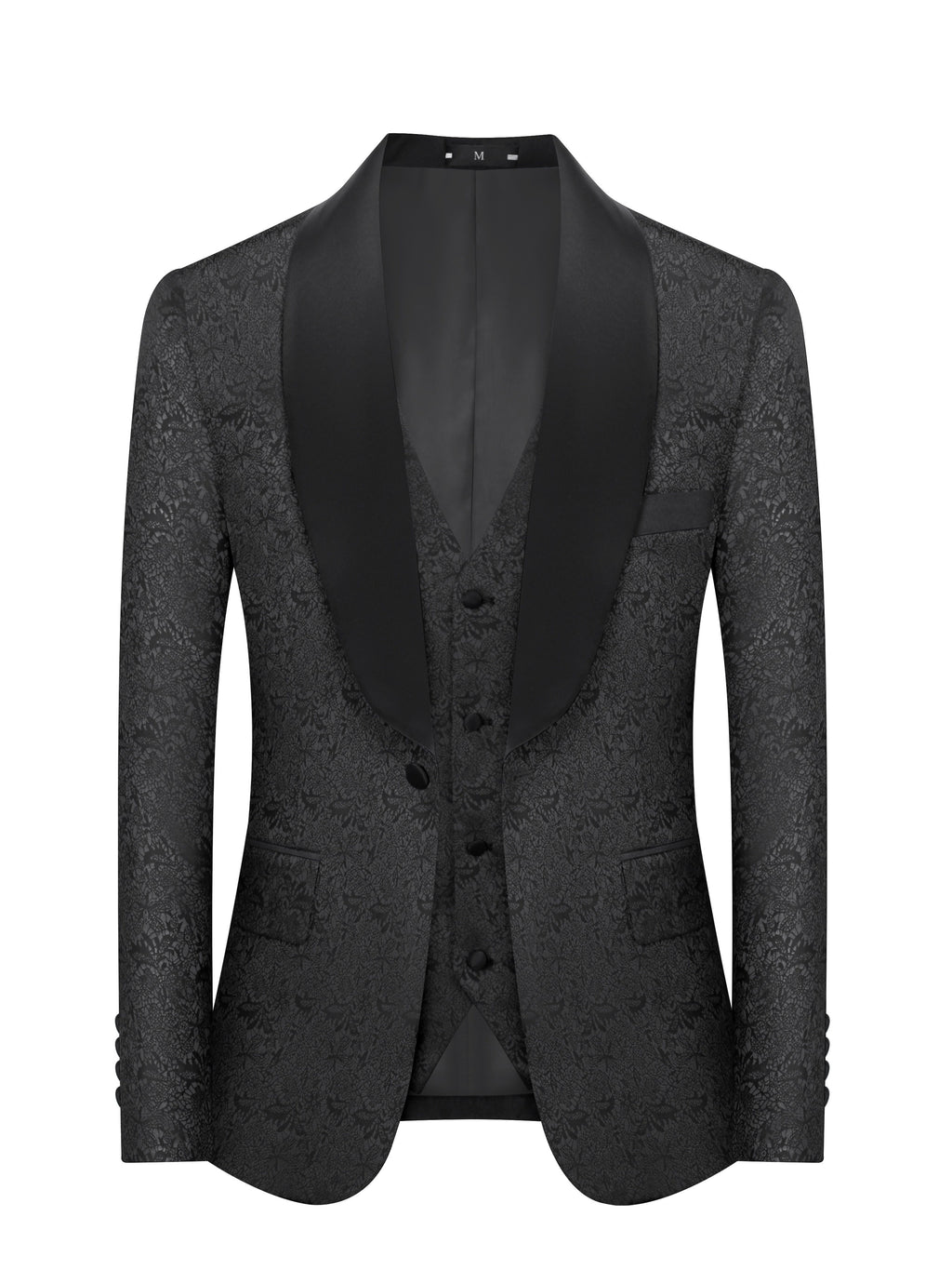 Men's Elegant 3pcs Suit Set with Paisley Pattern - Includes Blazer, Vest & Dress Pants for Weddings and Formal Events