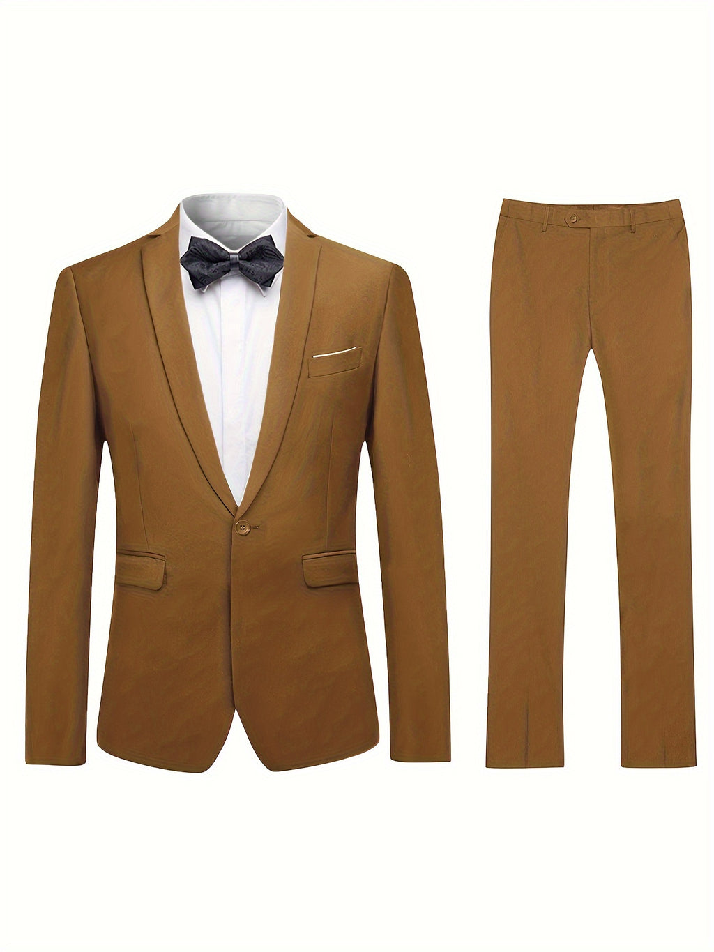 2-Piece Classic Retro Suit Set - One Button Single Breasted Jacket & Matching Dress Pants for Business, Wedding, Party, Formal Events - High-Quality Fabric, Adjustable Waistband, Classic Fit, Stylish Design