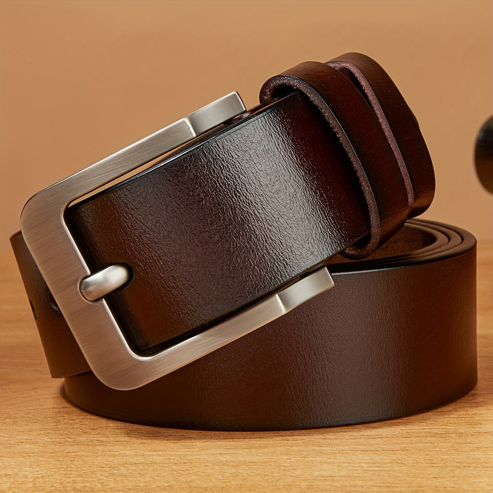 Men'S Genuine Leather Belt - Classic Retro Buckle Design, Brown, Perfect for Jeans, Pants, and Business Gifts for Dad or Husband, Business Casual Accessory | Classic Belt Design | Durable Leather Belt, Leather Belt, Belt For