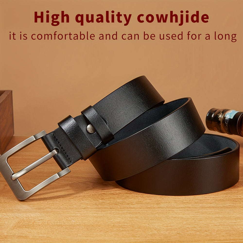 Men'S Genuine Leather Belt - Classic Retro Buckle Design, Brown, Perfect for Jeans, Pants, and Business Gifts for Dad or Husband, Business Casual Accessory | Classic Belt Design | Durable Leather Belt, Leather Belt, Belt For