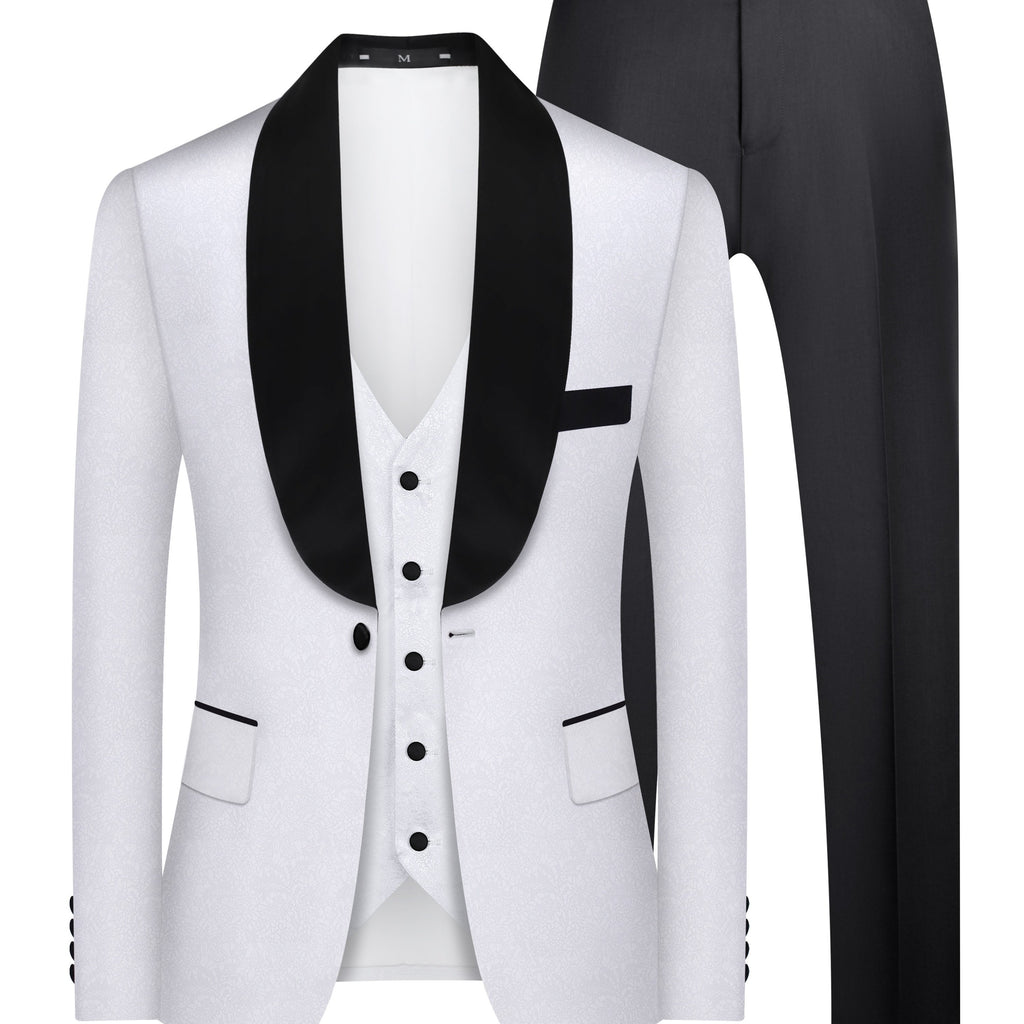 Men's Elegant 3pcs Suit Set with Paisley Pattern - Includes Blazer, Vest & Dress Pants for Weddings and Formal Events