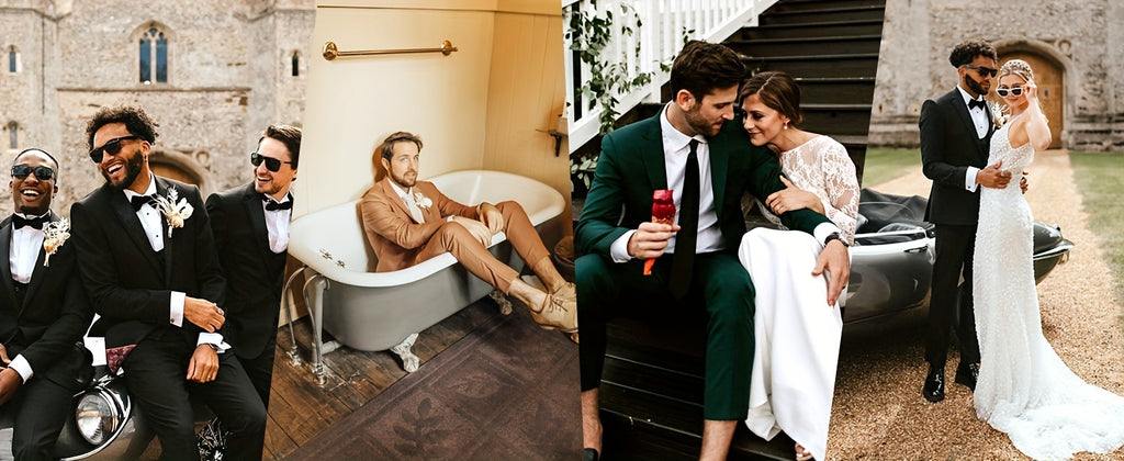 2 Pieces Men's Formal Suit Set - One Button Jacket & Dress Pants for Business, Dinner, Wedding, Party Occasions