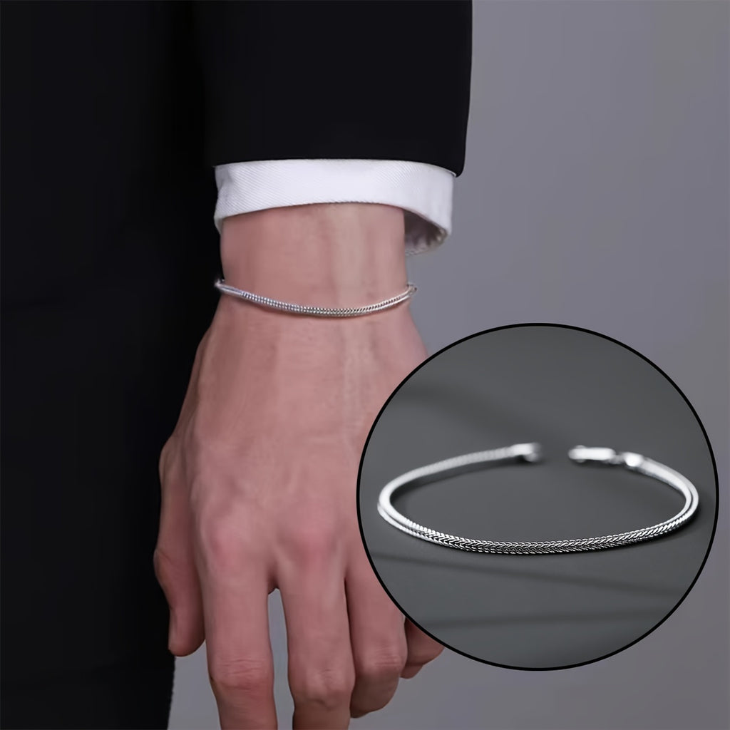 Stainless Steel Fox Tail Thin Bracelet - Durable, Ultra-Slim, and Elegant Design for Men - Perfect for Daily Commute and Casual Occasions