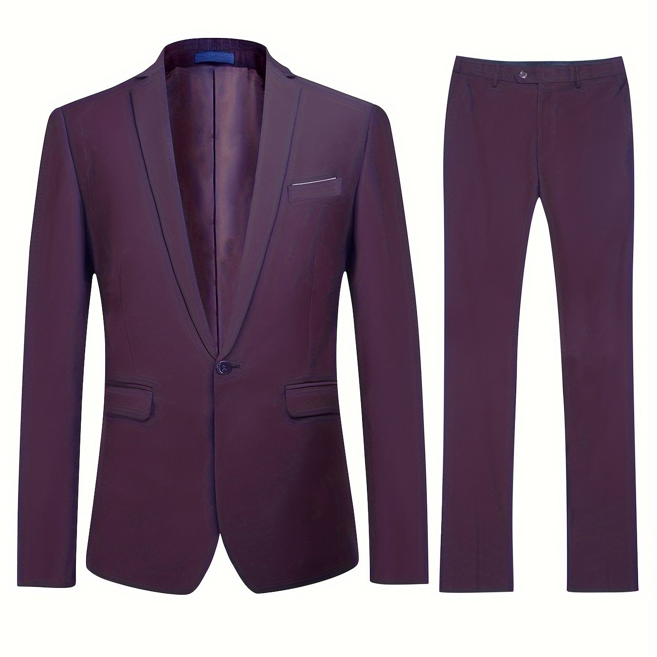 Formal 2 Pieces Set, Men's One Button Suit Jacket & Dress Pants Suit Set For Business Dinner Wedding Party