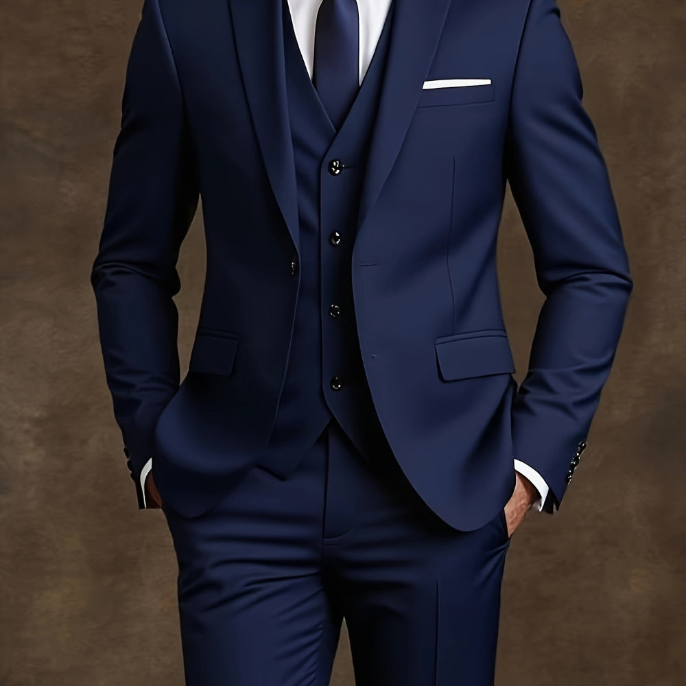 Modern Men’s 3-Piece Slim-Fit Dress Suit