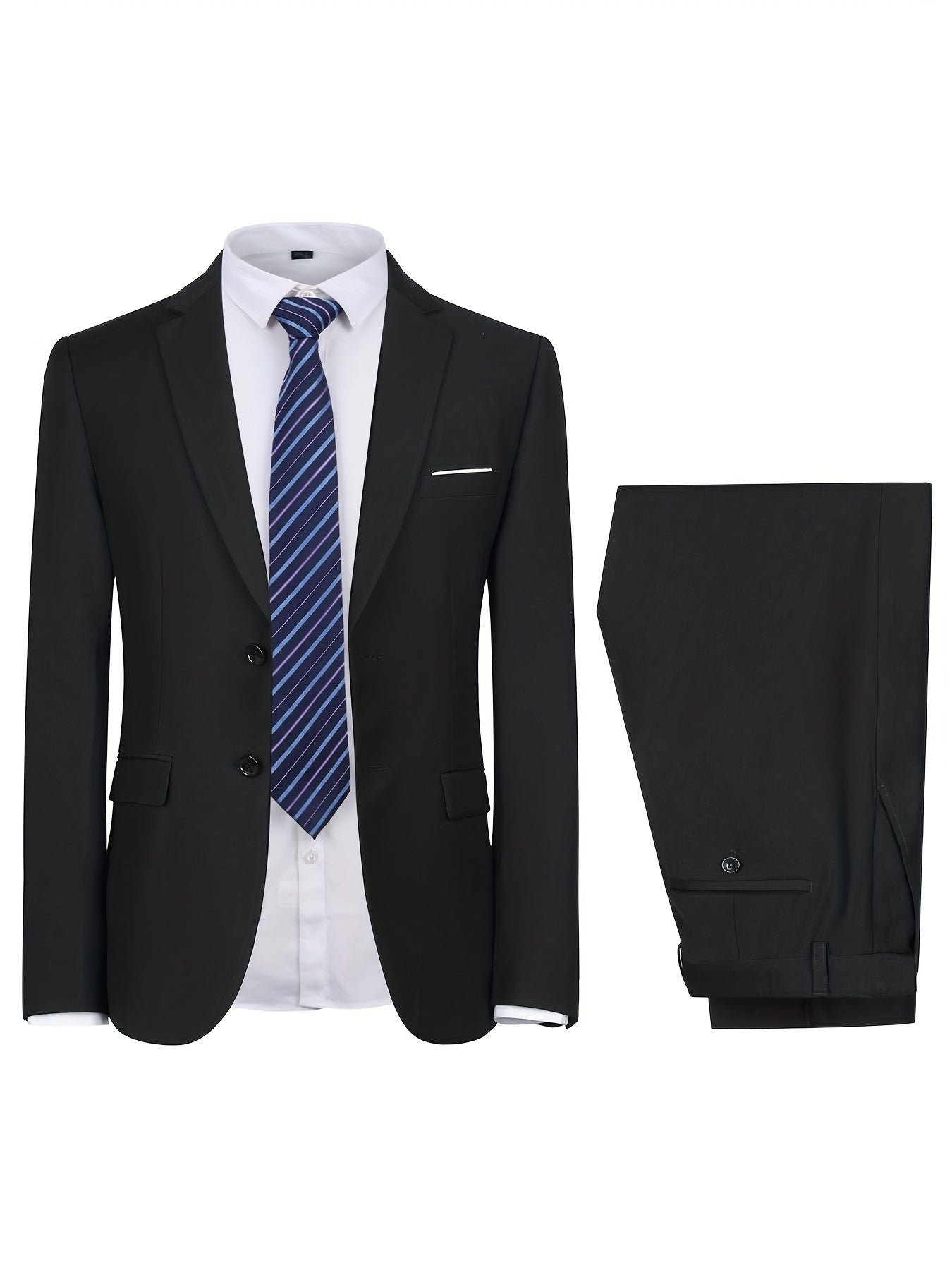 2-Piece Men's Elegance Suit Set - Classic Two-Button Jacket & Tailored Dress Pants for Professional Business, Formal Dinners, and Weddings.