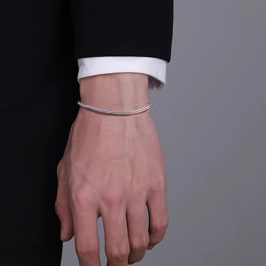 Stainless Steel Fox Tail Thin Bracelet - Durable, Ultra-Slim, and Elegant Design for Men - Perfect for Daily Commute and Casual Occasions