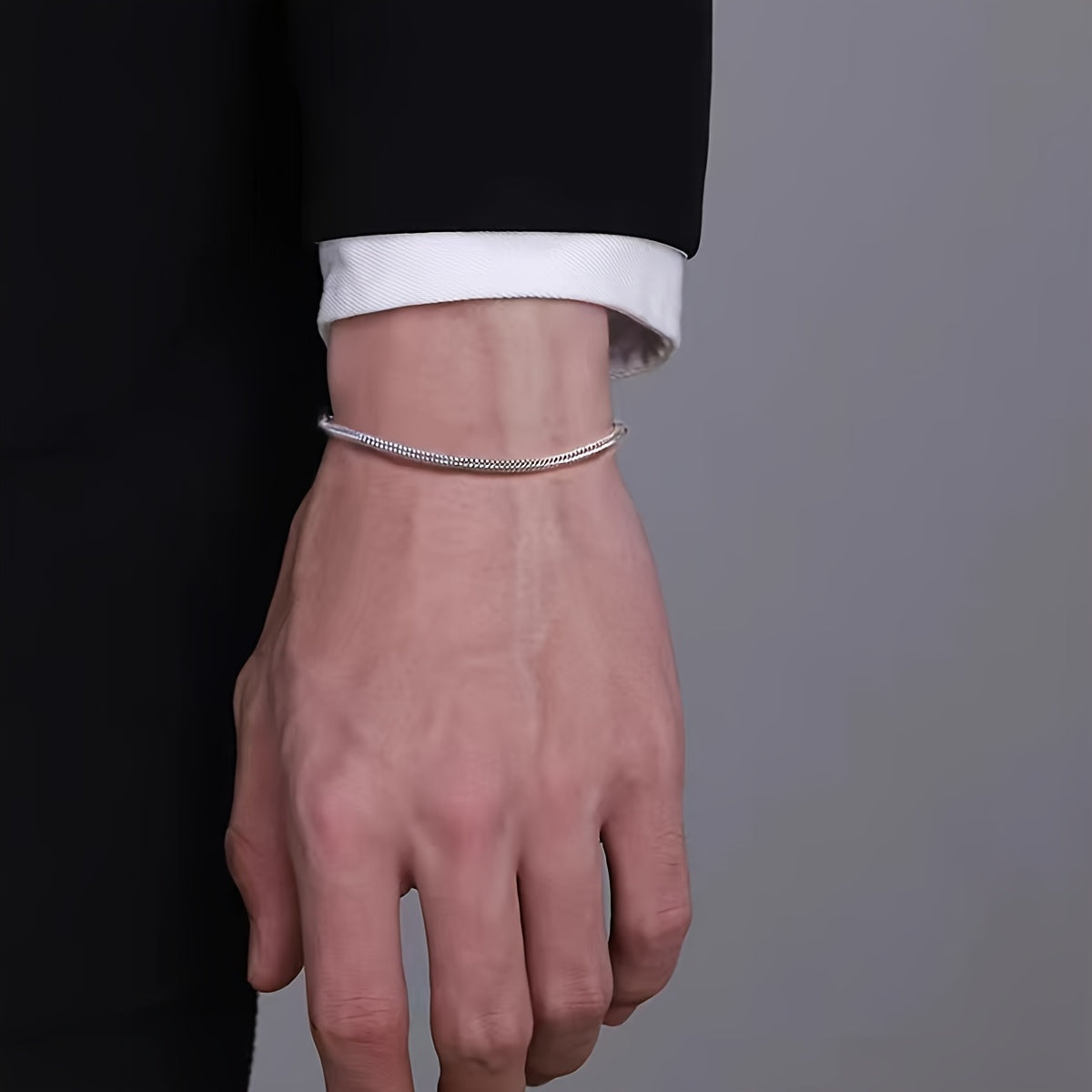 Stainless Steel Fox Tail Thin Bracelet - Durable, Ultra-Slim, and Elegant Design for Men - Perfect for Daily Commute and Casual Occasions