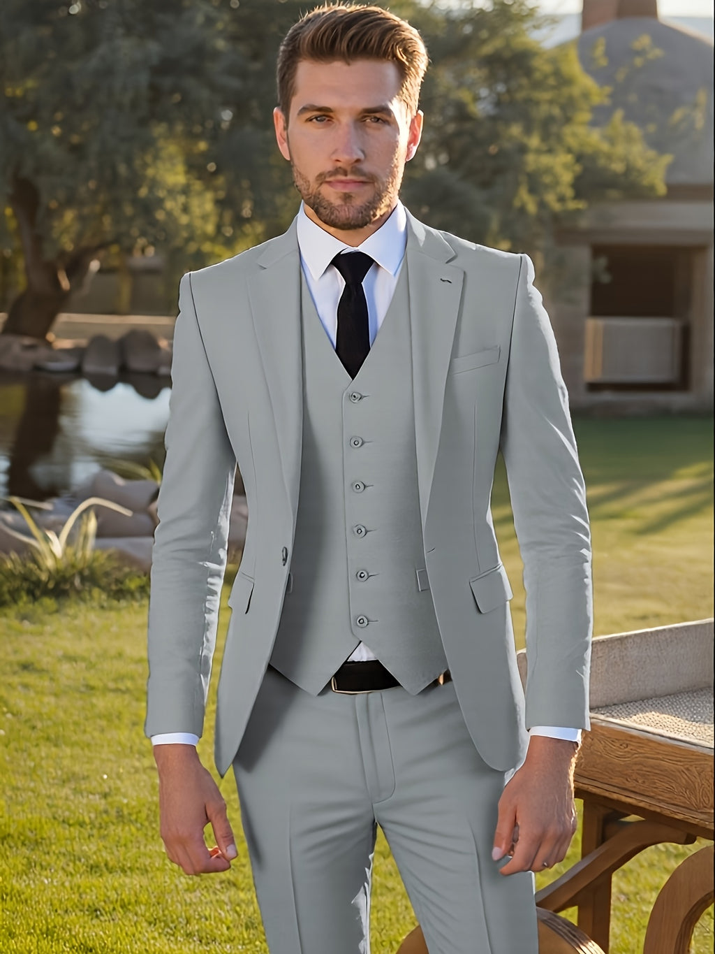 Men’s Slim-Fit 3-Piece Formal Suit