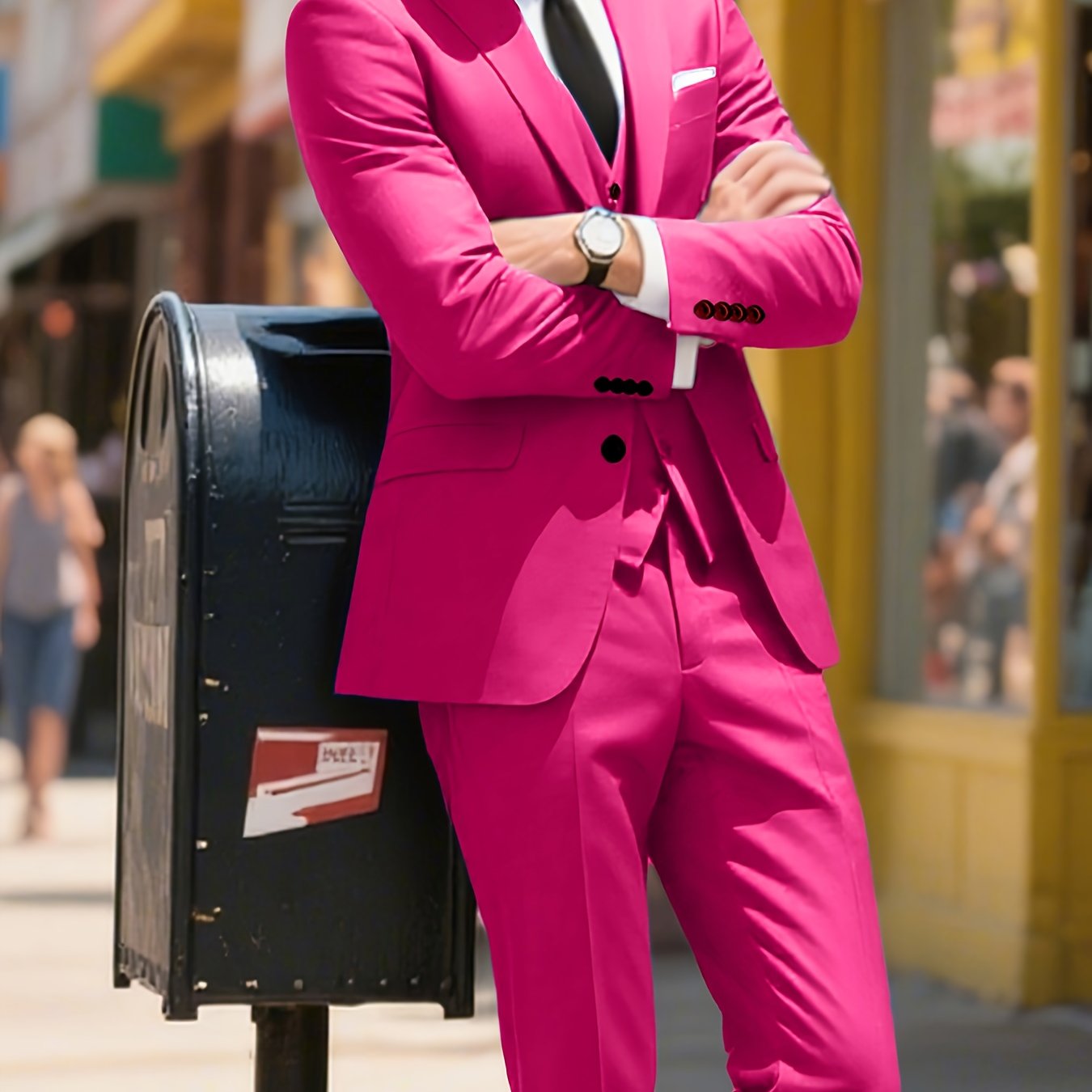 Lynerun Men'S Suits 3pcs Solid Jacket Vest And Pants Slim Fit Suit Set Two Buttons Business Men Suits Suitable For Wedding Dress Tux Suit Set Ceremony XS-3XL