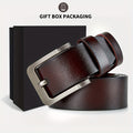 Men'S Genuine Leather Belt - Classic Retro Buckle Design, Brown, Perfect for Jeans, Pants, and Business Gifts for Dad or Husband, Business Casual Accessory | Classic Belt Design | Durable Leather Belt, Leather Belt, Belt For