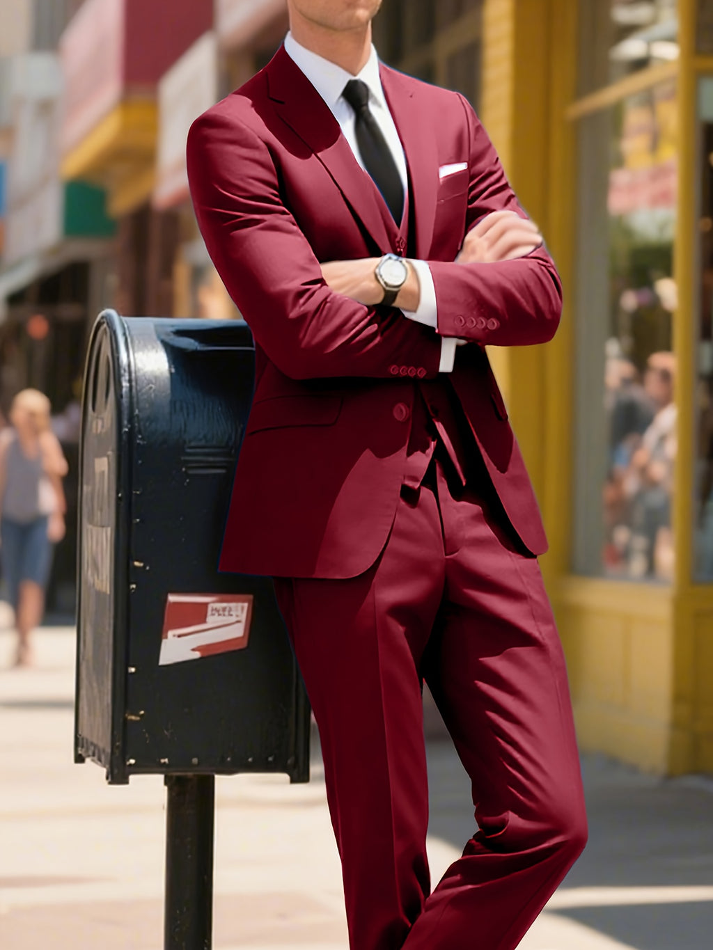 Lynerun Men'S Suits 3pcs Solid Jacket Vest And Pants Slim Fit Suit Set Two Buttons Business Men Suits Suitable For Wedding Dress Tux Suit Set Ceremony XS-3XL