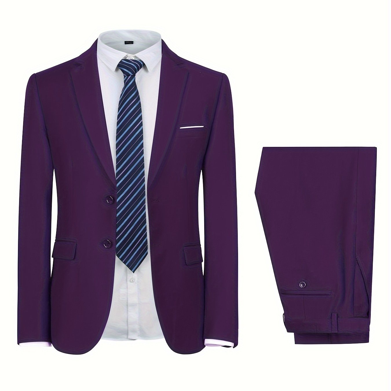 2-Piece Men's Elegance Suit Set - Classic Two-Button Jacket & Tailored Dress Pants for Professional Business, Formal Dinners, and Weddings.