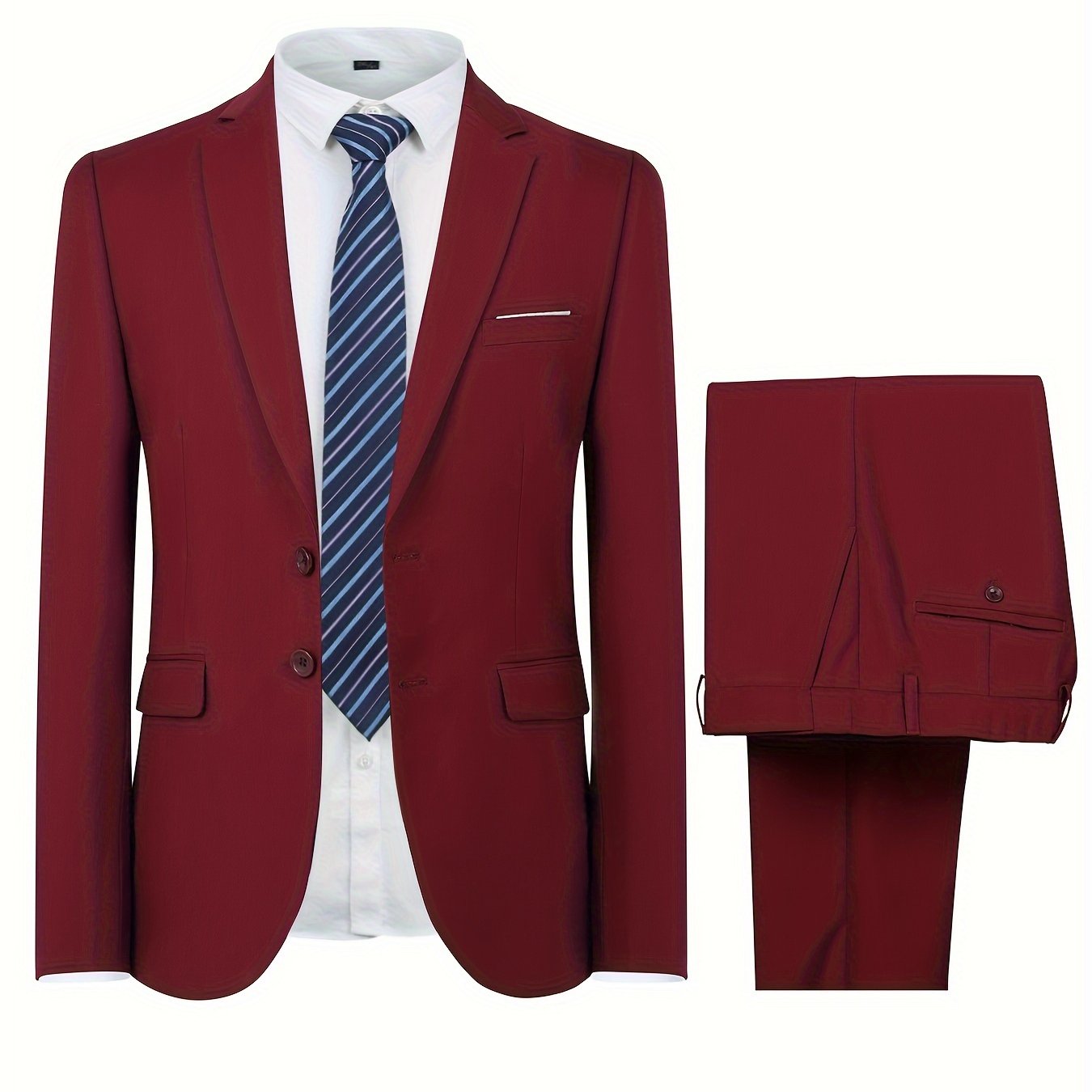 2-Piece Men's Elegance Suit Set - Classic Two-Button Jacket & Tailored Dress Pants for Professional Business, Formal Dinners, and Weddings.