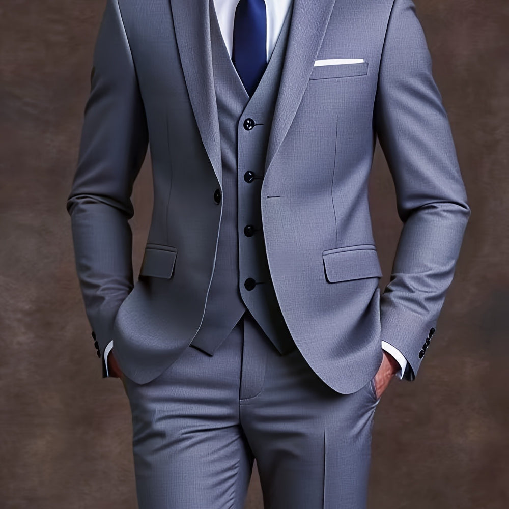 Modern Men’s 3-Piece Slim-Fit Dress Suit