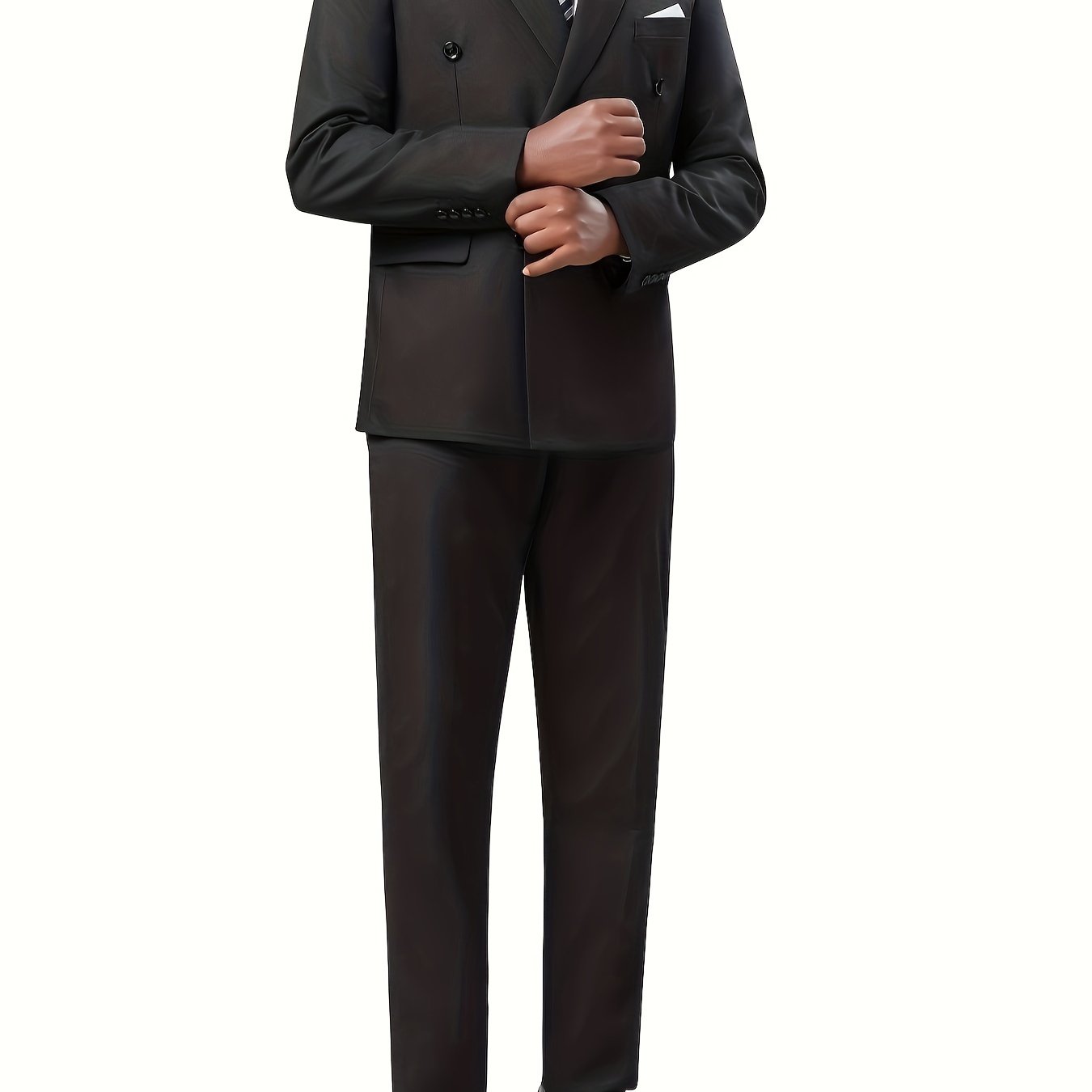 2-Piece Formal Suit Set - Double Breasted Jacket & Matching Dress Pants for Business, Wedding, Party - Classic, Elegant, and Timeless