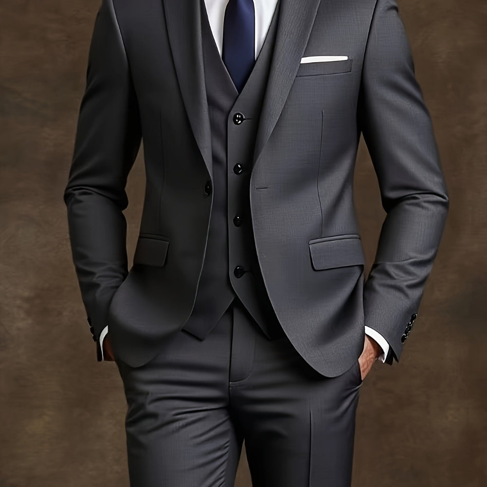 Modern Men’s 3-Piece Slim-Fit Dress Suit